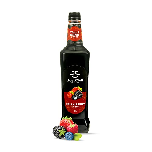 Just Chill Drinks Co.- Yalla Berry Fruit Syrup, 1L (Non-GMO, Vegan, Gluten Free, Halal) - Prepare refreshing & thirst Quenching mocktails