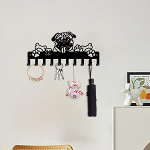Wandhaken Hundegarderobe – Schlüsselhalter In Hundeform Aus Eisen, Für Leine & Halsband