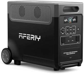 AFERIY 3840 Wh Portable Power Station, 3600 W Solar Generator LiFePO4 with UPS 3 x 230 V AC Output 3600 W (7200 W Peak), Storm Generator 2200 W Fast Power Storage Charging for Travel, Outdoor Camping