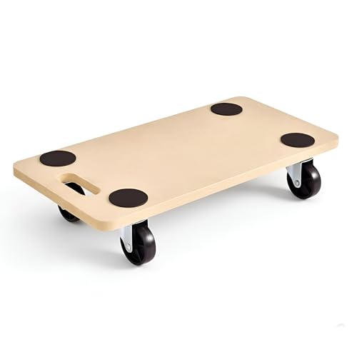 Wheeled Platform Dolly Furniture Moving Platform with EVA Foam Grip Pads Wooden Base 59x29x18cm Furniture Lifter Trolley for Home Office & Warehouse Use