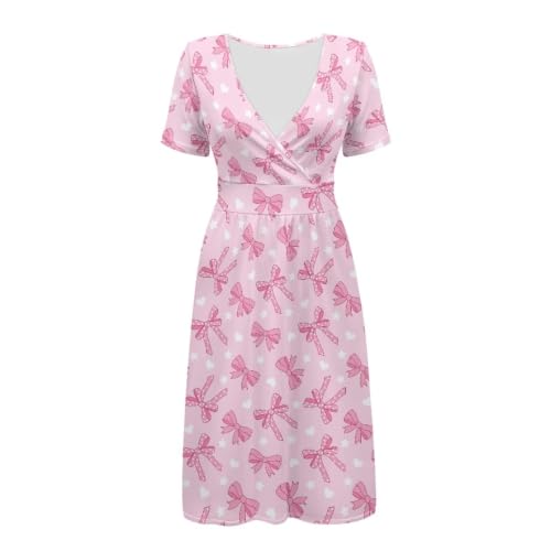 Image of Women's Summer Dresses Short Sleeve Formal Dresses with Pockets