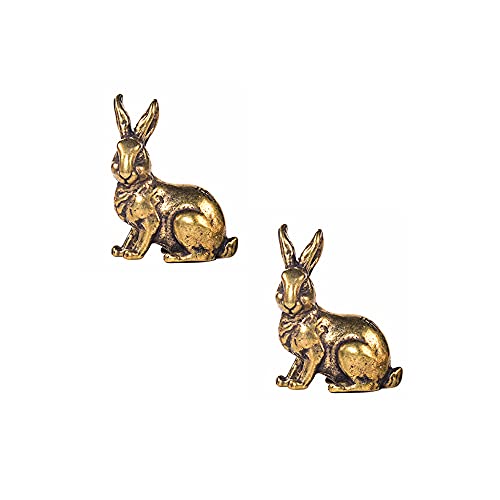 Figura de conejo de latón Acxico par pequeño decoración miniatura 1