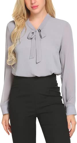 ACEVOG Damen Elegant Business Chiffonbluse Schluppenshirt T-Shirt mit...