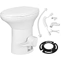 YITAHOME RV Toilet with Enamel Bowl, Plastic Toilet Body, Pedal Flush, Gravity Flush Toilet High Profile with Hand Sprayer, Flange for Motorhome Caravan Car Travel