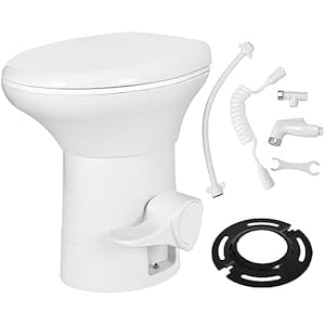 YITAHOME RV Toilet with Enamel Bowl, Plastic Toilet Body, Pedal Flush, Gravity Flush Toilet High Profile with Hand Sprayer for Motorhome Caravan Car Travel