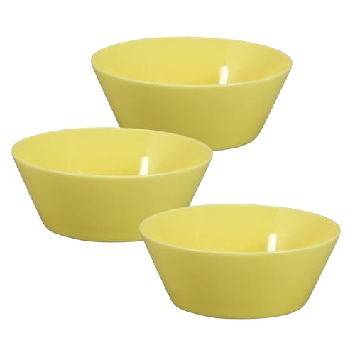 山加商店 美濃焼 「 ナチュラルダイニング 」 サラダボウル 3個 ファミリー 食器セット 径約13×深さ5cm 電子レンジ可 食洗機対応 日本製 HD無地 イエロー YMK122-358S