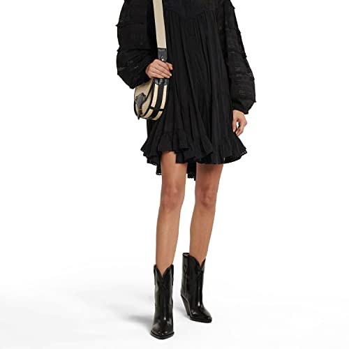 LEHOOR Women Cowboy Boots High Chunky Stacked Heel Western Mid calf Boots Pointy Closed Toe Wide Calf Pull On Suede Cowgirl Boot V Cut Dressy Winter Fall Short Riding Boots Vintage Classic 4-11 M US4