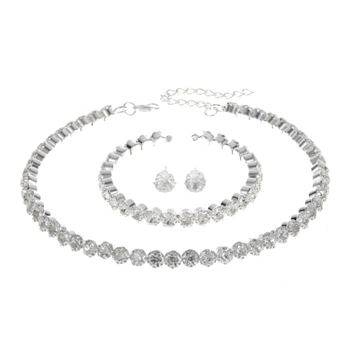DOKRIN Collane da donna,3 pezzi di accessori da sposa, orecchini con collana a goccia in zircone e diamanti alla moda, accessori per banchetti nuziali