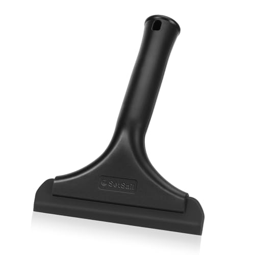 Image of SetSail Shower Squeegee for Glass Doors Small Squeegee for Shower Glass Door Mini Silicone Windshield Squeegee for Car Window, All Black