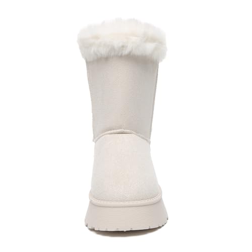 Bernal Mid-Calf Snow Boots for Women Platform Faux Fur Boots Slip-On Warm Comfortable Ankle Outdoor Shoes3