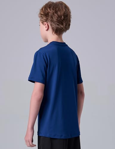 Image of 5 Pack Youth Boys Athletic Dry Fit T Shirts | Lightweight Short Sleeve Tees, Comfy Stretch, Regular Fit, for Teen Kids, Running Soccer Back to School