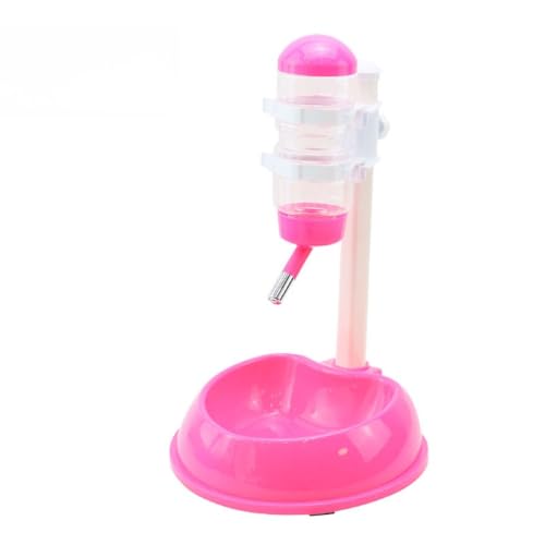 Nihigペット 自動給水器 犬 猫 水飲み器 ペットボトル スタンド 水入れ 自動ウォーターディスペンサー 給水器 犬用調節可能な給水器 給餌器 ボトル 食盆 犬 猫 小型 エサ入れ カラフル 水飲み 水やり安心してお留守番 (ピンク)