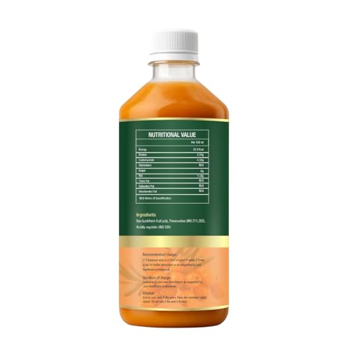 Image of Sea Buckthorn Juice 500 ML | Buckthorn Berry Herbal Juice with Natural Vitamin C, Omega 3 6 7 9 & Antioxidants | Herbal Support for Immunity, Skin Glow & Gut Health - Pack of 4