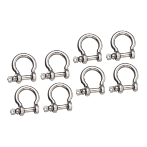 Beatifufu 2sets D-Ring Shackle Metal Shackles Lock Horseshoe Shape Steel Lifting Marine Hooks 4pcs*2