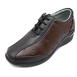 [Risata] リサッタ レデイース ウォーキングシューズ 721 エアーソール 紐靴 ファスナー付き カジュアル 軽量 型押しオーストリッチ風柄 (ダークブラウン, 日本の靴のサイズ寸法, 大人, 数値, 24.0 cm)