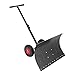 TUFFIOM Wheeled Snow Shovel Pusher,Metal Rolling Removal Tool with Multi-Angle Heavy Duty Large Blade Plow & Height Adjustable Handle for Doorway Driveway or Pavement Clearing