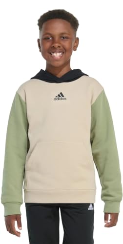 Adidas Youth Boy's Fleece Long Sleeve Graphic Logo Pullover Hoodie (US, Alpha, Small, Regular, Tan)