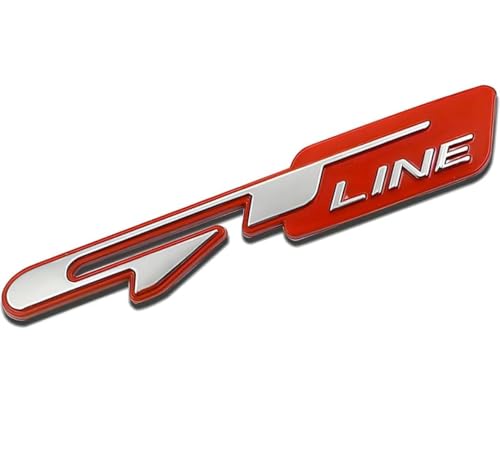 Image of Emblems for Car & Bike Metal Lo.go and Grill Me.tal Lo.go, Auto Accessories for Car Emblem 3D Badge Auto Racing Sport Sticker Grand Tourer Decal. (Chrome RED GT LINE Sticker)