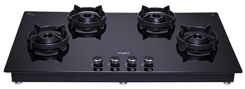 Image of Whirlpool Hob 4 Brass Burner Auto Ignition Gas Stove with Glass Top (EVOLVE HYBRID HD 904 BRASS)
