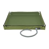 Vassoio Doccia Portatile, 2 In 1 Base Doccia Da Campeggio Pieghevole Con Tubo Di Scarico, 80x80x10cm Durevole Oxford Impermeabile Fondo, Bacino All'aperto Doccia Recinzione Base (Verde militare)