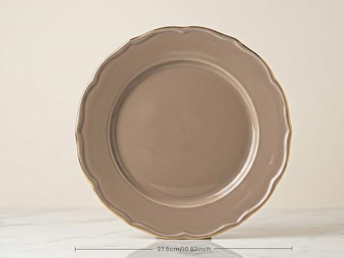 Image of Bodhi House 4-Piece Gold Rim Porcelain Quarter Plates Set | Snack & Dessert Plates | Lightweight, Chip Resistant | Dishwasher Safe| Elegant Tableware for Dining & Gifting | Thunder Grey