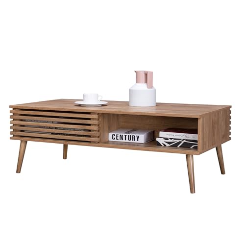 Listado de Mesas de Centro Walmart favoritos de las personas. 43 TOPLIVING Mesa de Centro Amplia con Espacio de Almacenamiento y Puerta Corrediza con Detalles de Varilla, Mesa de Café Rectangular Ideal para Sala Color Café