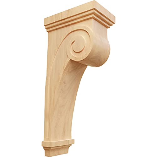 Ekena Millwork COR06X10X22SCRO Scroll Wood Corbels, 6 1/4"W x 10"D x 22"H, Red Oak