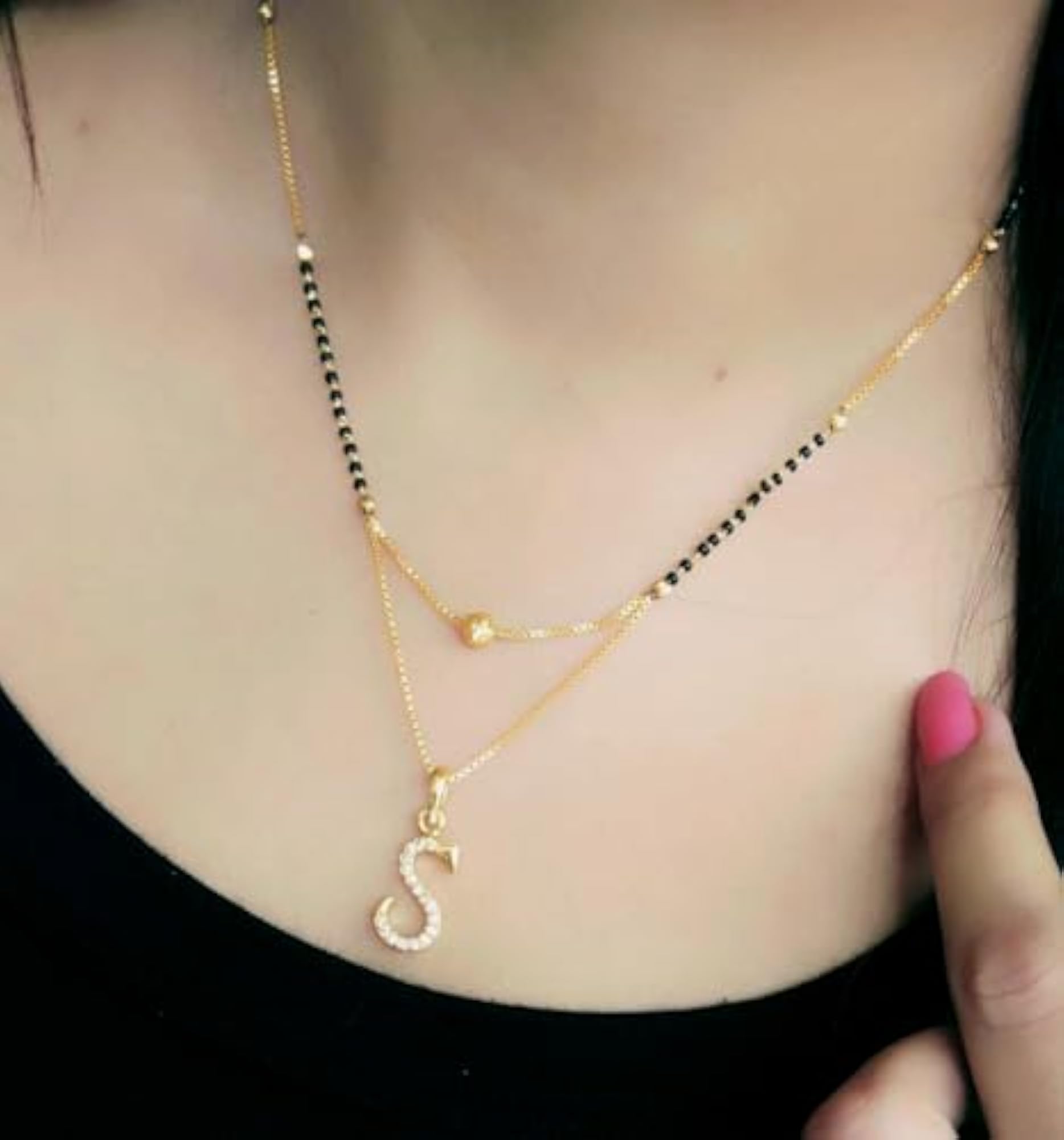 S Name Letter Diamond Attached Alphabet Pendant