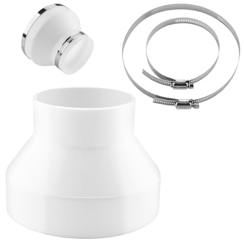 Zosenyer Abluftschlauch Adapter, Reduzierstück 150mm auf 100mm mit 2 Edelstahl Schlauchschellen, Reduzierstück aus ABS, für Rundrohr Adapter für...