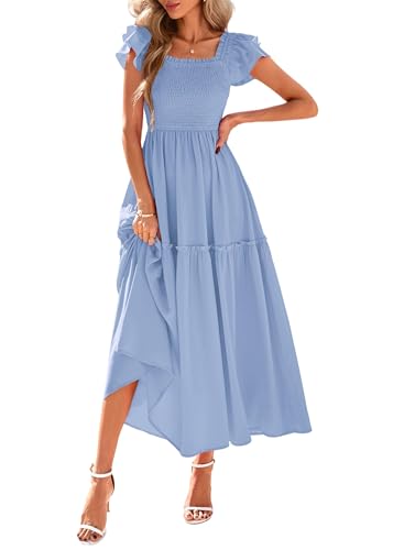 Image of KIRUNDO Smocked Summer Midi Dresses for Women 2026