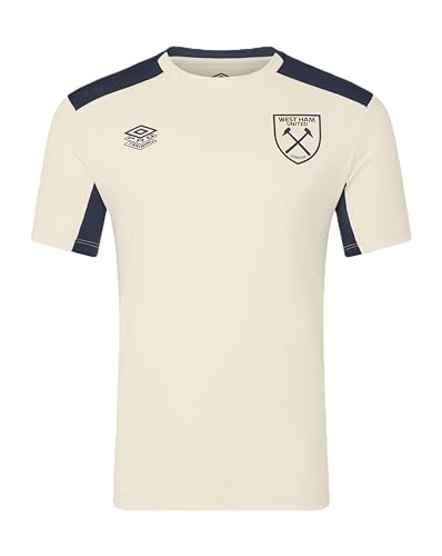 Umbro West Ham United FC Mens Pro Training Short Sleeve Tee Ecru/Spellbound S