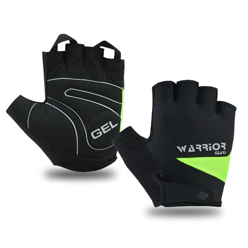 Warrior Gears Half-Finger Cycling Gloves, Green-Black, L