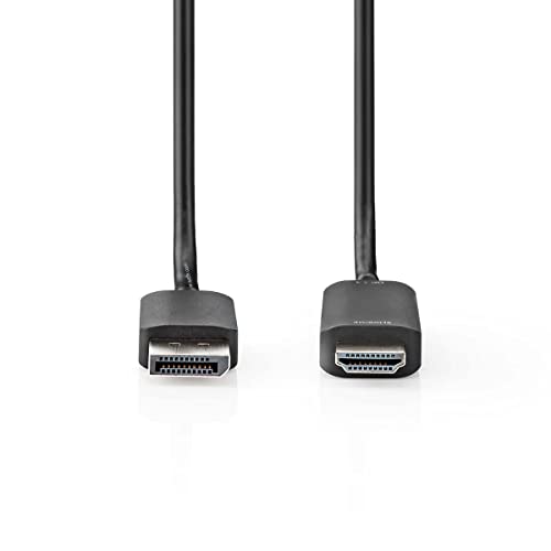 NEDIS DisplayPort to HDMI Cable, Supports 4K@60Hz, Straight Connectors - 2.0m, Black, 2 Meters