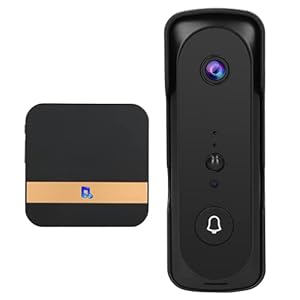 Draadloze deurbel, camera deurbel deurbel kit met 1 x zoemer voor buiten(zwart)