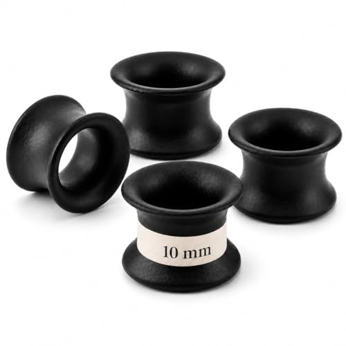 Fellisimo 4x Silikon Ohr Tunnel 10 mm, 6mm, 8mm, 12mm – Schwarz – Weicher Silikon Plug/Tunnel – Komfort, Stabiler Halt, Pflegeleicht – für Geweitete Ohren – Double Flared (Schwarz 10mm)