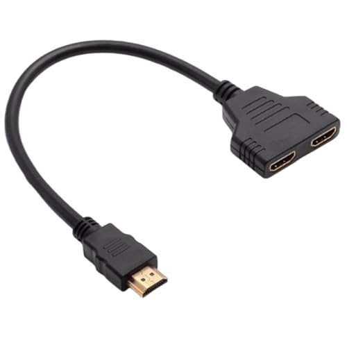 Cavo di prolunga HDMl, 1 Ingresso 2 Uscite 30cm Adattatore HDM Maschio con Doppia Presa Femmina Simultaneo Sdoppio Splitter, Compatibile con TV Stick, HDTV, PS 5, Monitor