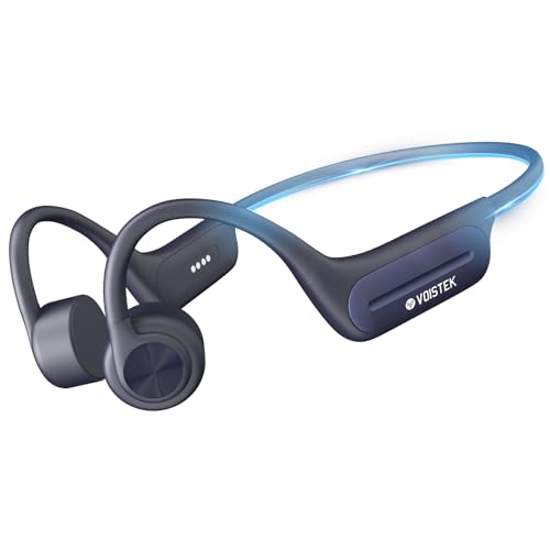Voistek Auriculares de conducción ósea con vibración, Bluetooth 5.3 IP68 Impermeables, Reproductor MP3 de 32GB, Auriculares deportivos de oreja abierta Inalámbricos para nadar, correr, andar en
