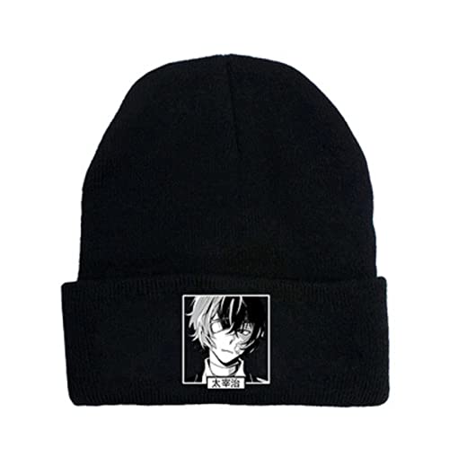 Outofgas Anime Bungo Stray Dogs Beanie Hat Unisex Knitted Cuffed Winter Printed Hats Dazai Cosplay for Men Women Gifts Cap