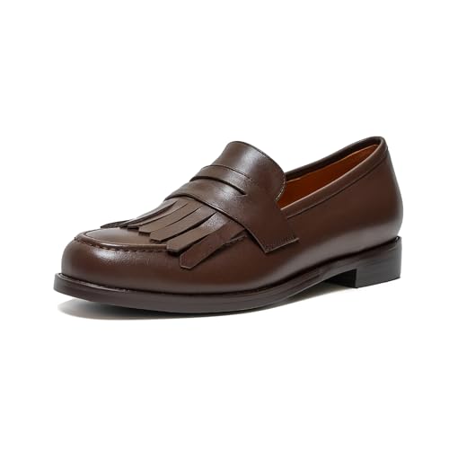 Image of ONEENO Women's Flat Leather Fringe Loafer