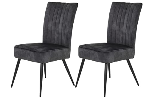 Preisvergleich Produktbild Apollo Emilia Vierfußstuhl,Küchenstuhl, Metall, Anthrazit, 2er Set