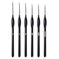 6 Stück Feine Detail Pinsel Set,Perfekter Detail Pinsel,Miniatur Pinsel Zeichenpinsel Pinselset,für Nagelkunst, Acryl, Aquarell,Ölgemälde,Modellbau und Strichmalerei