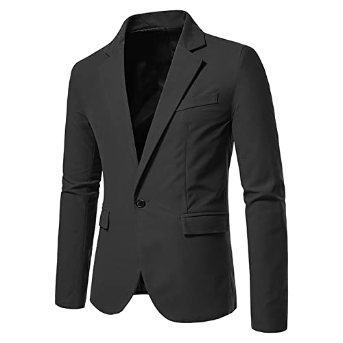Blazer masculino sólido jaqueta casaco um botão terno jaqueta gola entalhe slim fit terno de negócio