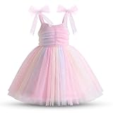 TTYAOVO Toddler Baby Dress Birthday Party Tulle Girl Dresses Size 80(12 Months, 2108 Rainbow)