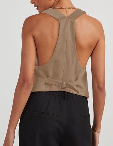 Floral Find Women's Casual Versatile Button Up Sleeveless Vest Sexy V Neck Jacket Waistcoat2