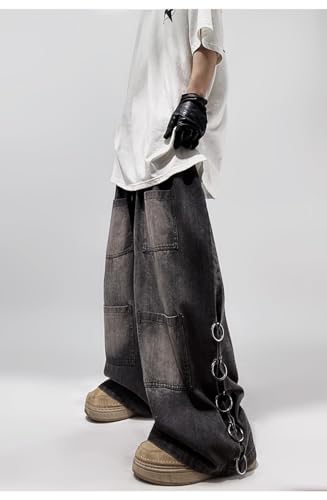 Multi Pocket Cargo Jeans Baggy Jeans Wide Leg Grunge Pants Vintage Low Rise Streetwear Goth2