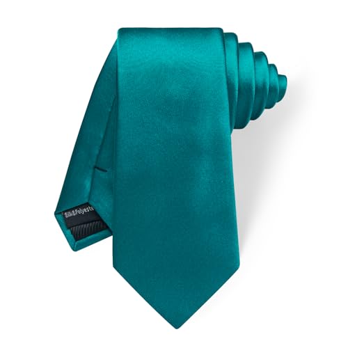 Image of YourTies Skinny Ties for Men Satin 2.4 inch Slim Necktie with Pocket Square Tie Clip Set Solid Color Wedding Party Business