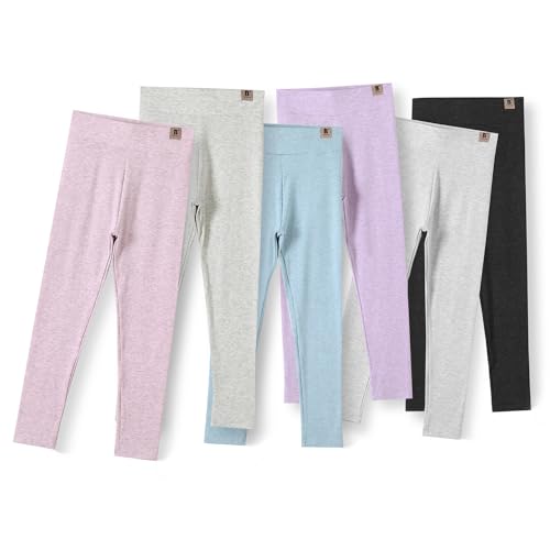 6 Pack Girls Leggings Kids High Waisted Stretchy Pants Soft Comfortable Full Length Leggings for Girls2