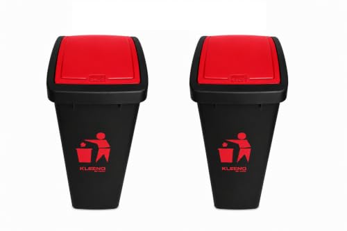 Image of Cello Plastic Garbage Swing-Lid Dustbin 48 Ltr, (RED /RED) COMBO
