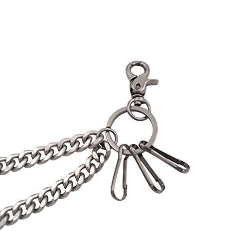 ARZER MiDube Long Wallet Chain Biker Punk Key Chains Hip Hop Skull Pant Chain Heavy Waist Chain Suitable for Men’s Jean Belt Loop Purse & Wallet Gothic Rock Cool Metal Silver 23.6 inch
