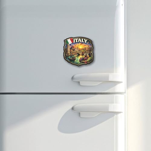 Image of CVANU Italy Country Landmark Theme 2pcs MDF Fridge Magnet - Wooden Travel Souvenir Refrigerator Decorative Collectible Magnet